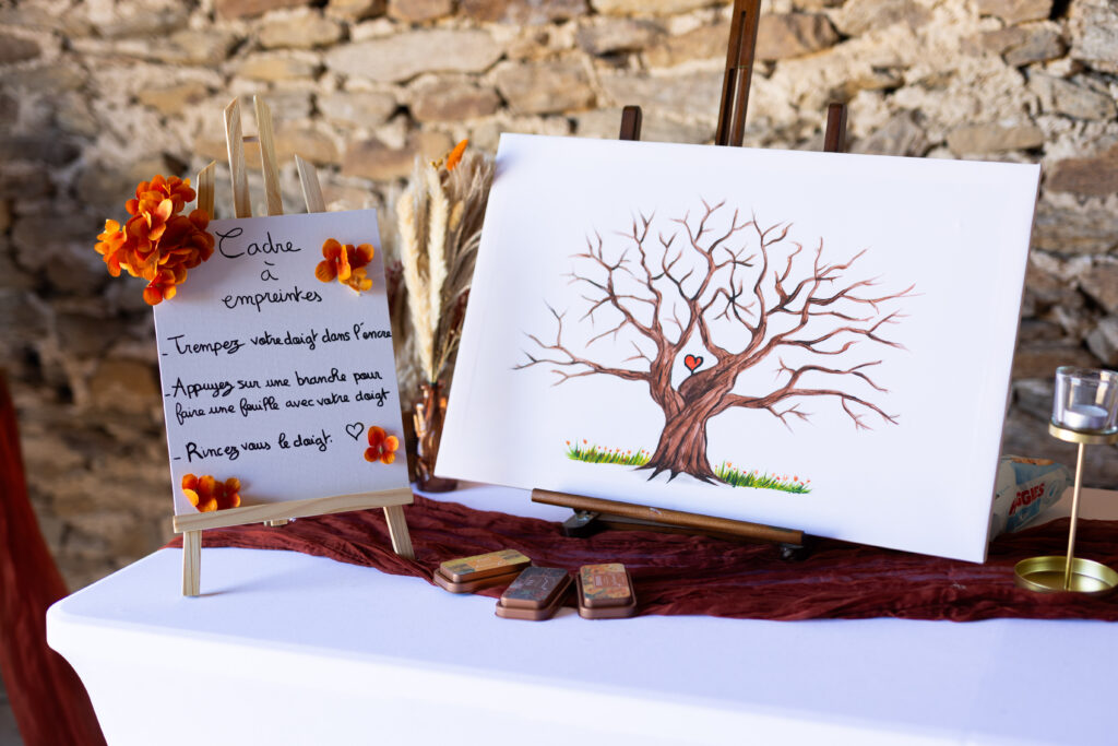 Décoration personnalisée du mariage de Jeanne et Pierre à Moyrazès